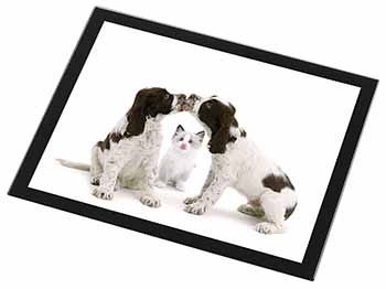 Cocker Spaniel and Kitten -Love Black Rim High Quality Glass Placemat