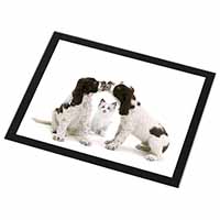 Cocker Spaniel and Kitten -Love Black Rim High Quality Glass Placemat