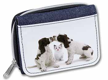 Cocker Spaniel and Kitten -Love Unisex Denim Purse Wallet