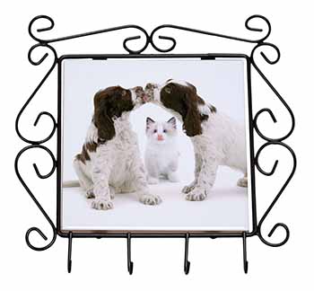 Cocker Spaniel and Kitten -Love Wrought Iron Key Holder Hooks