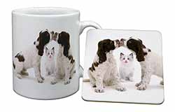 Cocker Spaniel and Kitten -Love Mug and Coaster Set