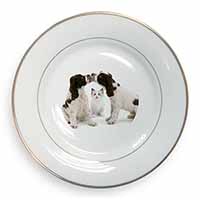 Cocker Spaniel and Kitten -Love Gold Rim Plate Printed Full Colour in Gift Box