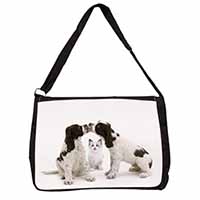 Cocker Spaniel and Kitten -Love Large Black Laptop Shoulder Bag School/College