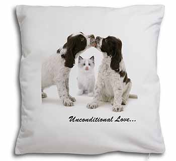 Cocker Spaniel and Kitten -Love Soft White Velvet Feel Scatter Cushion