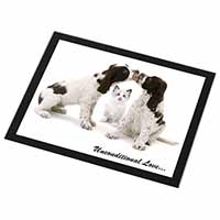 Cocker Spaniel and Kitten -Love Black Rim High Quality Glass Placemat