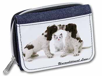 Cocker Spaniel and Kitten -Love Unisex Denim Purse Wallet