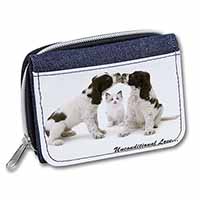 Cocker Spaniel and Kitten -Love Unisex Denim Purse Wallet