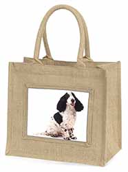 Cocker Spaniel Dog Natural/Beige Jute Large Shopping Bag