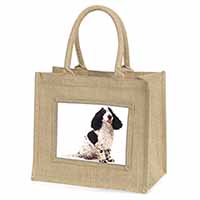 Cocker Spaniel Dog Natural/Beige Jute Large Shopping Bag