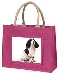 Cocker Spaniel Dog Large Pink Jute Shopping Bag