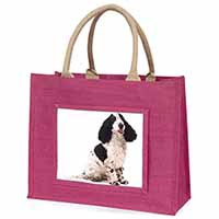 Cocker Spaniel Dog Large Pink Jute Shopping Bag