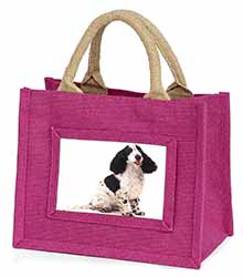 Cocker Spaniel Dog Little Girls Small Pink Jute Shopping Bag