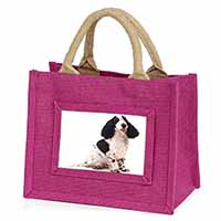 Cocker Spaniel Dog Little Girls Small Pink Jute Shopping Bag