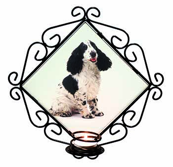 Cocker Spaniel Dog Wrought Iron Wall Art Candle Holder