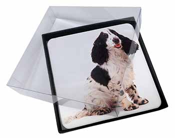 4x Cocker Spaniel Dog Picture Table Coasters Set in Gift Box