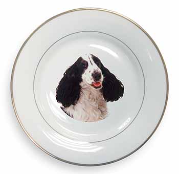 Cocker Spaniel Dog Gold Rim Plate Printed Full Colour in Gift Box