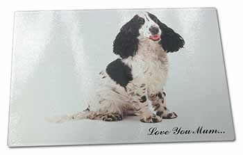 Large Glass Cutting Chopping Board Black White Spaniel 