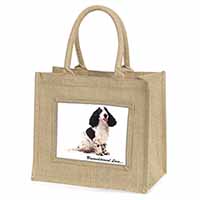 Cocker Spaniel With Love Natural/Beige Jute Large Shopping Bag