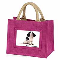 Cocker Spaniel With Love Little Girls Small Pink Jute Shopping Bag