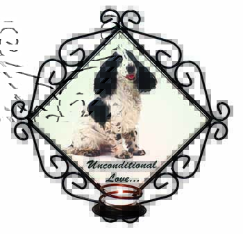 Cocker Spaniel With Love Wrought Iron Wall Art Candle Holder
