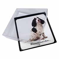 4x Cocker Spaniel With Love Picture Table Coasters Set in Gift Box