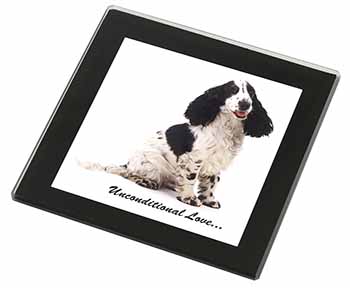 Cocker Spaniel With Love Black Rim High Quality Glass Coaster