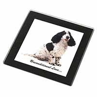 Cocker Spaniel With Love Black Rim High Quality Glass Coaster