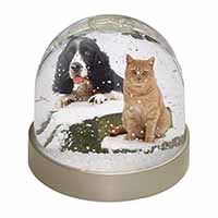 Cocker Spaniel and Cat Snow Scene Snow Globe Photo Waterball