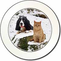 Cocker Spaniel and Cat Snow Scene Car or Van Permit Holder/Tax Disc Holder