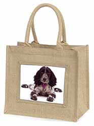 Cocker Spaniel Dog Breed Gift Natural/Beige Jute Large Shopping Bag