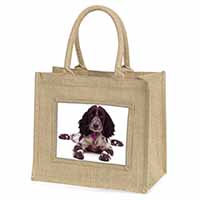 Cocker Spaniel Dog Breed Gift Natural/Beige Jute Large Shopping Bag