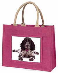 Cocker Spaniel Dog Breed Gift Large Pink Jute Shopping Bag