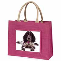 Cocker Spaniel Dog Breed Gift Large Pink Jute Shopping Bag