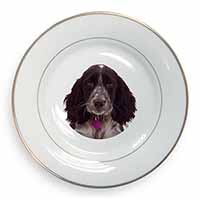 Cocker Spaniel Dog Breed Gift Gold Rim Plate Printed Full Colour in Gift Box