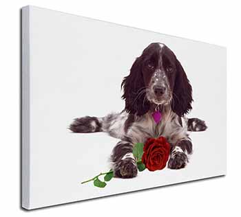 Blue Roan Cocker Spaniel with Rose Canvas X-Large 30"x20" Wall Art Print