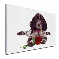 Blue Roan Cocker Spaniel with Rose X-Large 30"x20" Canvas Wall Art Print