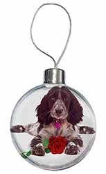 Blue Roan Cocker Spaniel with Rose Christmas Bauble