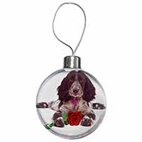 Blue Roan Cocker Spaniel with Rose Christmas Bauble