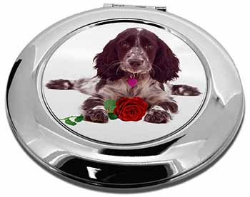 Blue Roan Cocker Spaniel with Rose Make-Up Round Compact Mirror