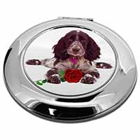 Blue Roan Cocker Spaniel with Rose Make-Up Round Compact Mirror