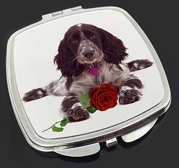 Blue Roan Cocker Spaniel with Rose Make-Up Compact Mirror