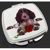 Blue Roan Cocker Spaniel with Rose Make-Up Compact Mirror