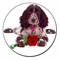 Blue Roan Cocker Spaniel with Rose Fridge Magnet Printed Full Colour