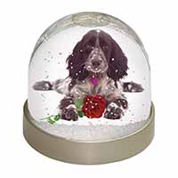 Blue Roan Cocker Spaniel with Rose Snow Globe Photo Waterball