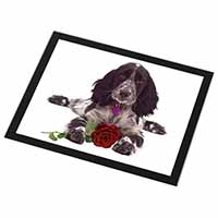 Blue Roan Cocker Spaniel with Rose Black Rim High Quality Glass Placemat