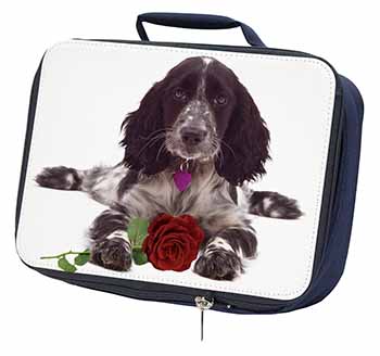 Blue Roan Cocker Spaniel with Rose Navy Insulated School Lunch Box/Picnic Bag