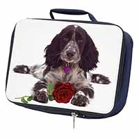 Blue Roan Cocker Spaniel with Rose Navy Insulated School Lunch Box/Picnic Bag