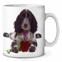 Blue Roan Cocker Spaniel with Rose Ceramic 10oz Coffee Mug/Tea Cup