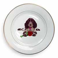 Blue Roan Cocker Spaniel with Rose Gold Rim Plate Printed Full Colour in Gift Bo