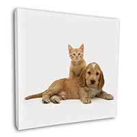 Cocker Spaniel and Kitten Love Square Canvas 12"x12" Wall Art Picture Print